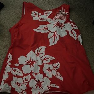 Lands end skirt tankini swim size 12 red/orange